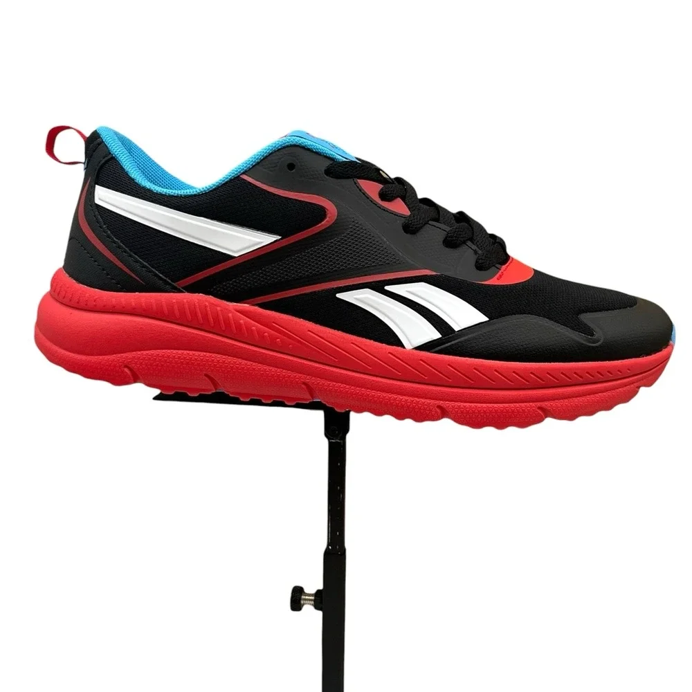Reebok Youth Big Boys Rush Sneakers Size 7 Black Fiery Red White Blue Lace Up